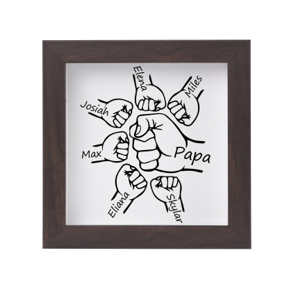 6 Names & 1 Text-Personalised Fist Bump Frame Wooden Ornament Custom P