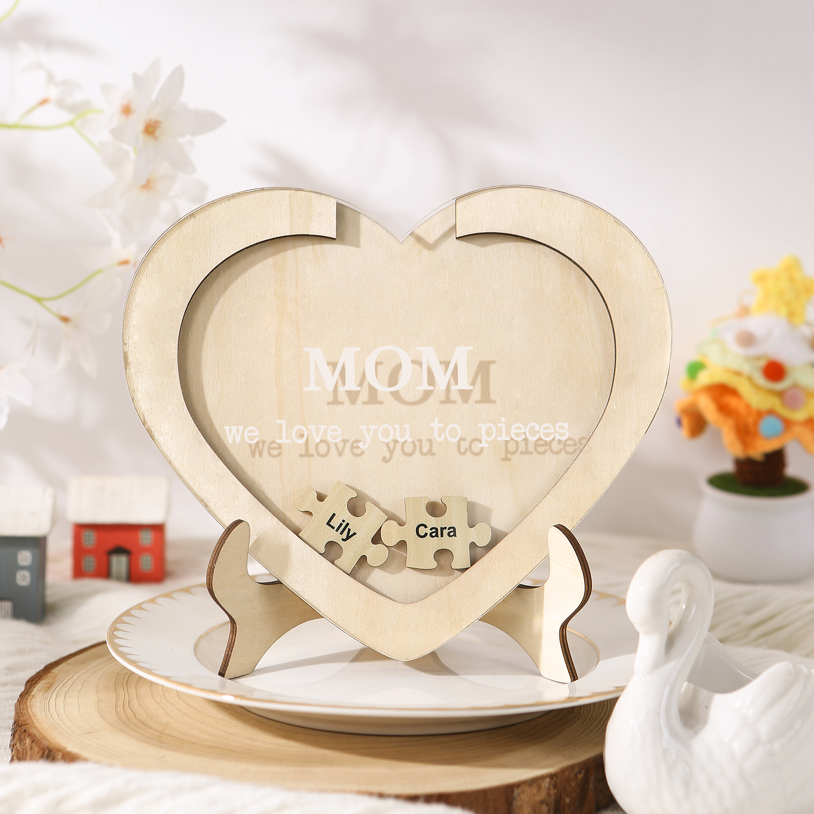 2 Names & 2 Texts Personalised Wooden Acrylic Ornament for Mum | Jessemade