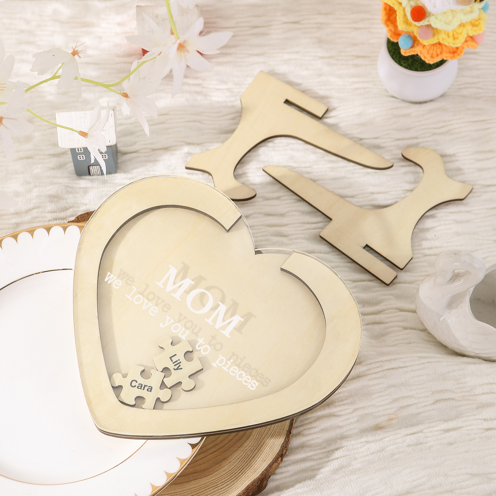 2 Names & 2 Texts Personalised Wooden Acrylic Ornament for Mum | Jessemade