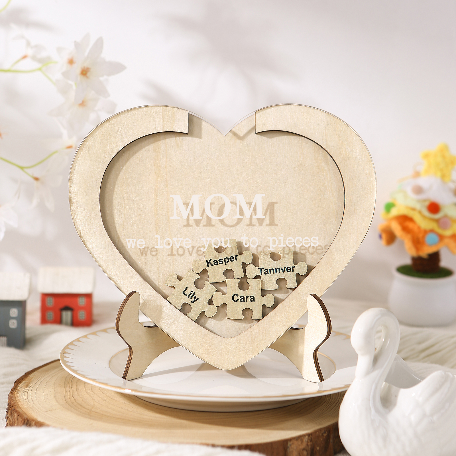 4 Names & 2 Texts Personalised Wooden Acrylic Ornament for Mum | Jessemade