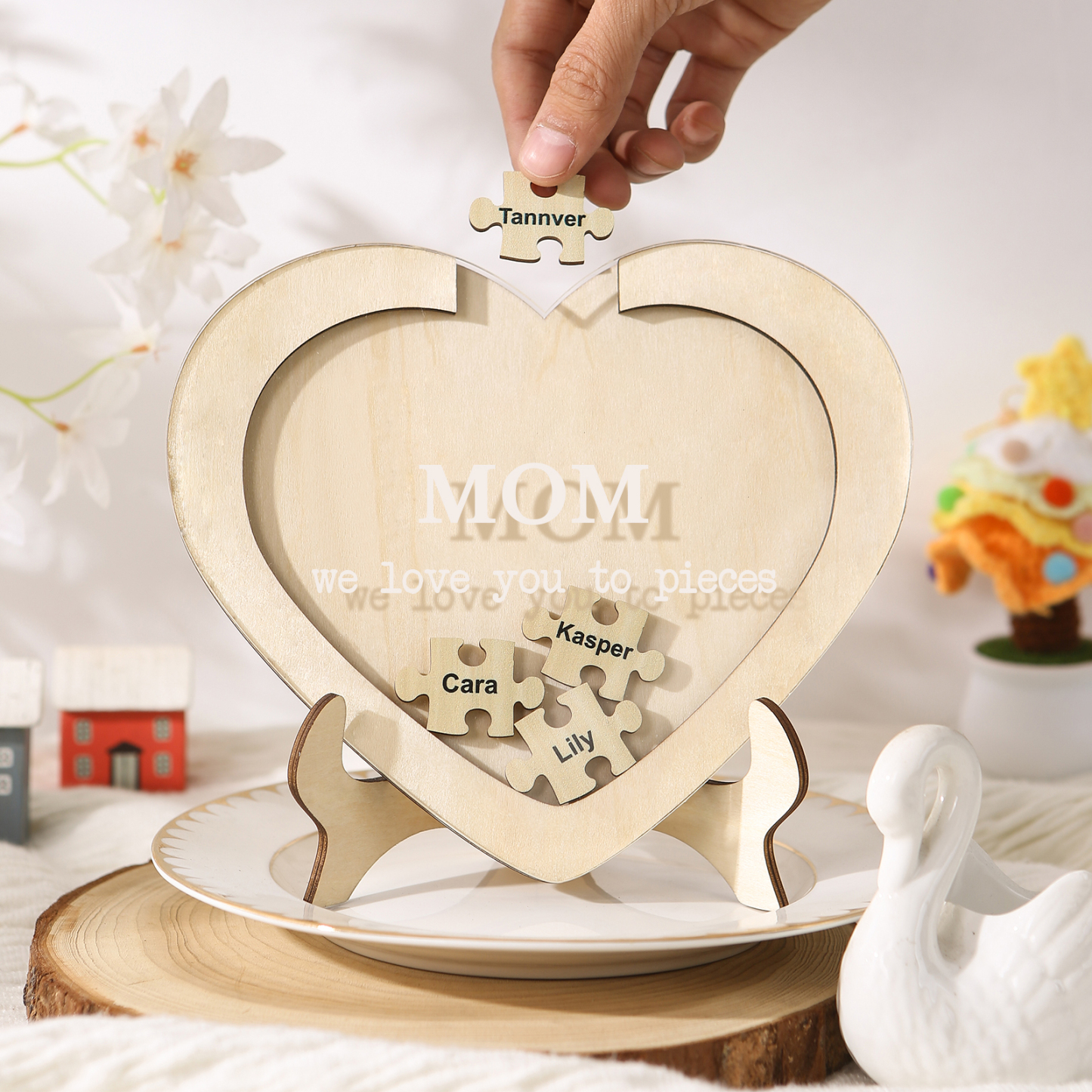 4 Names & 2 Texts Personalised Wooden Acrylic Ornament for Mum | Jessemade