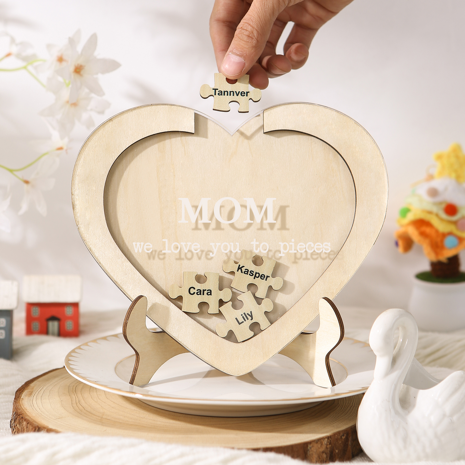 4 Names & 2 Texts Personalised Wooden Acrylic Ornament for Mum | Jessemade