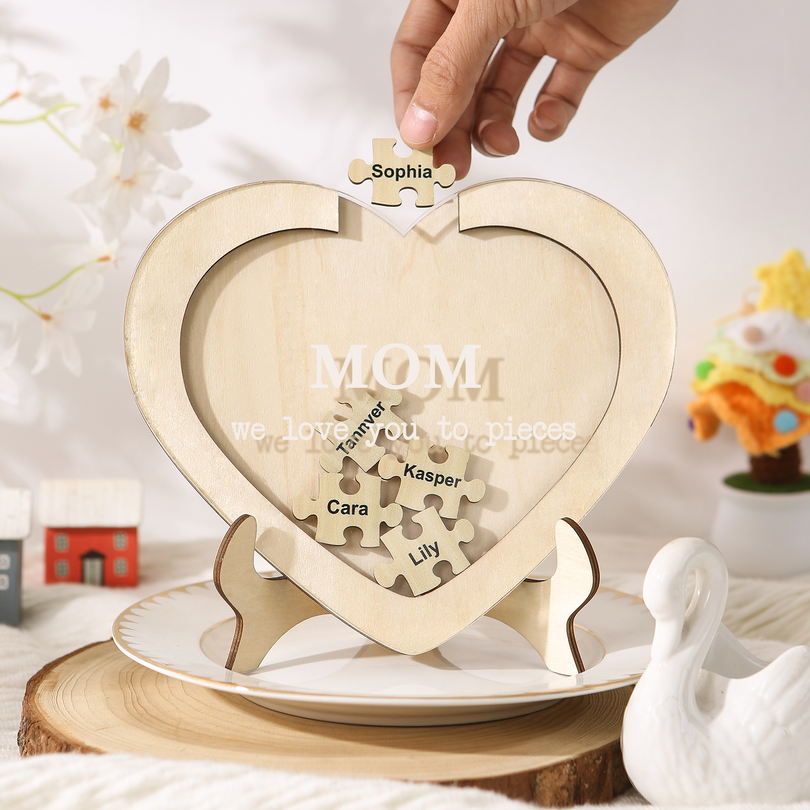 5 Names & 2 Texts Personalised Wooden Acrylic Ornament for Mum | Jessemade