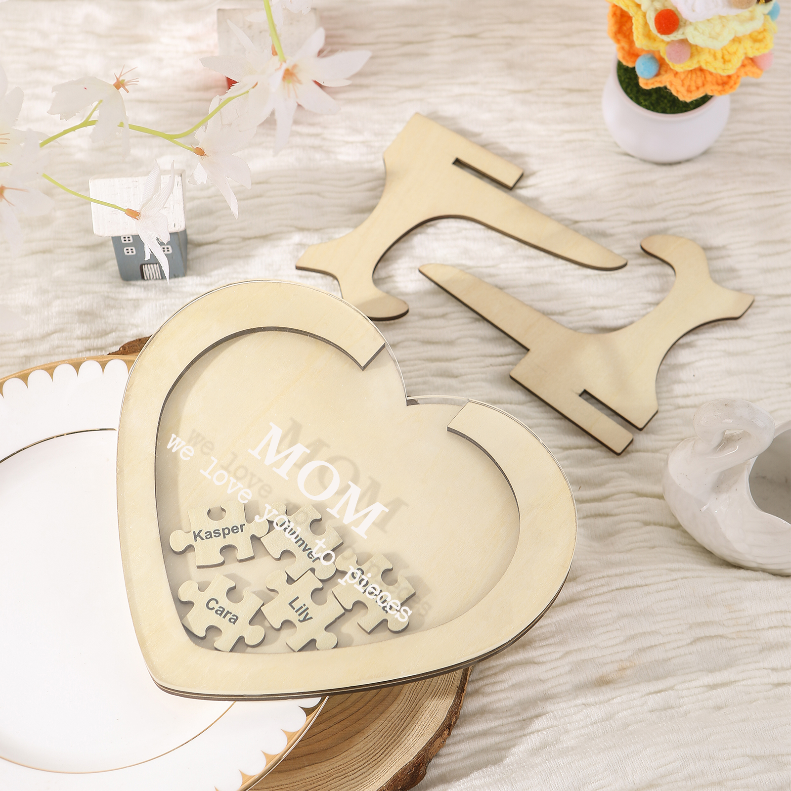 5 Names & 2 Texts Personalised Wooden Acrylic Ornament for Mum | Jessemade