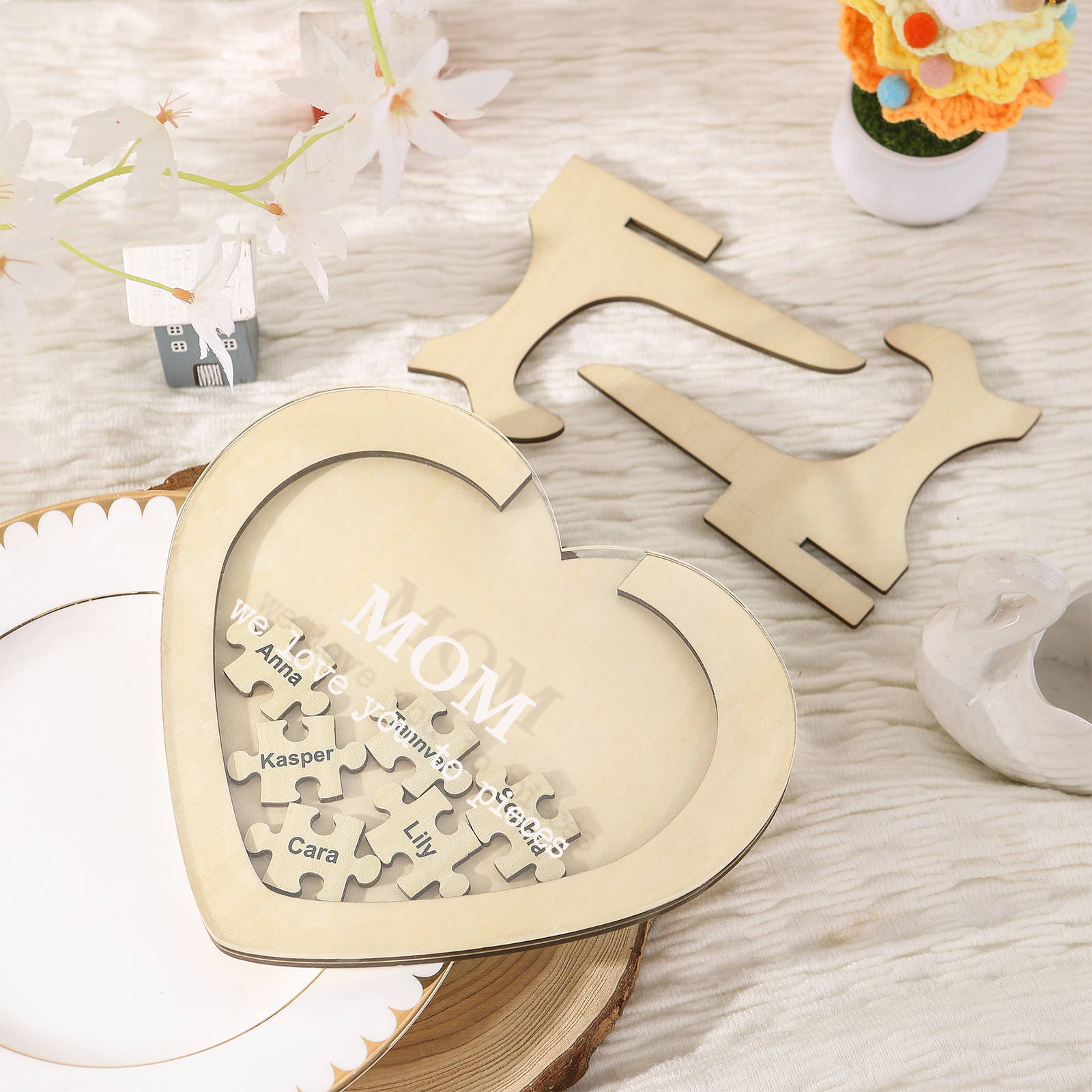 6 Names & 2 Texts Personalised Wooden Acrylic Ornament for Mum | Jessemade