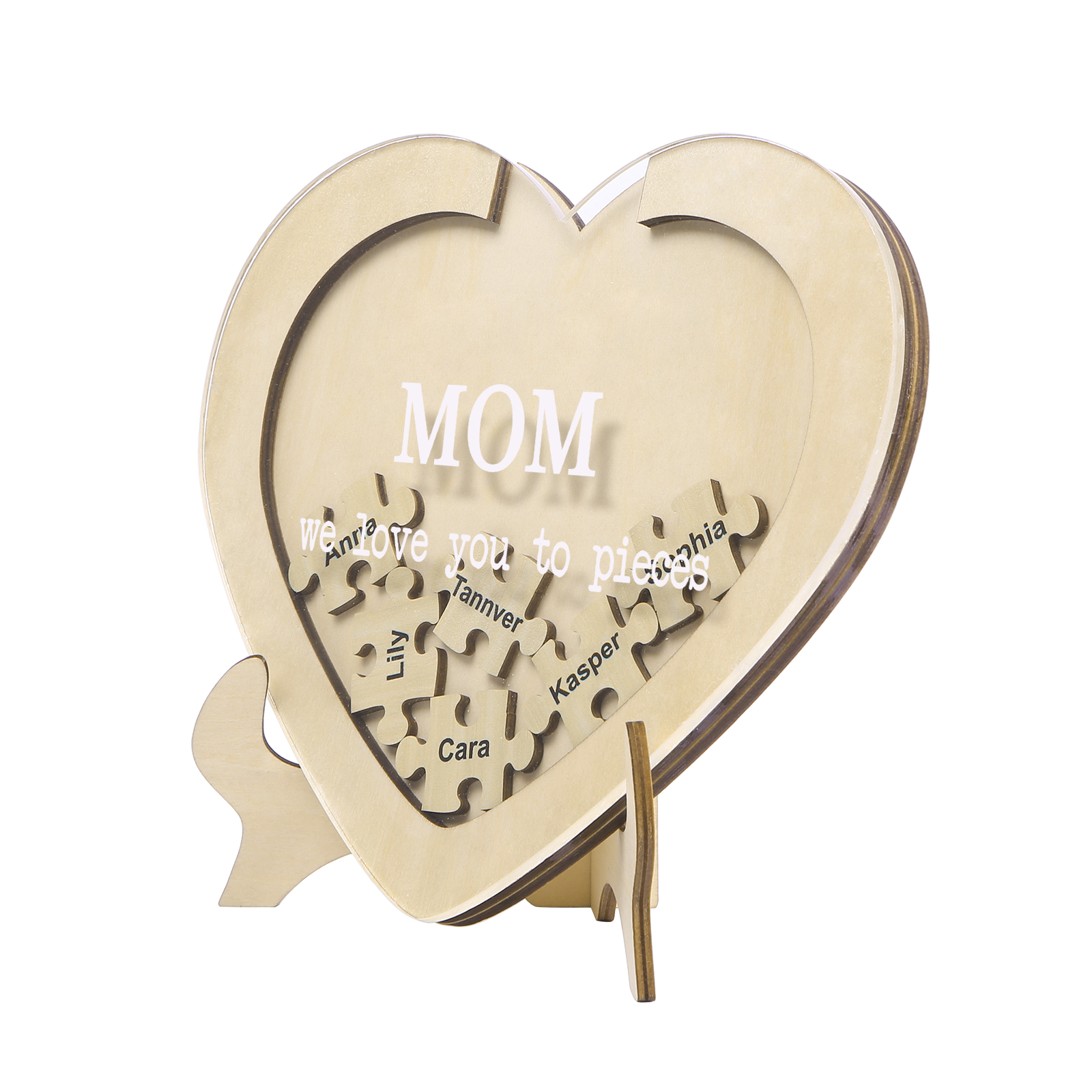6 Names & 2 Texts Personalised Wooden Acrylic Ornament for Mum | Jessemade