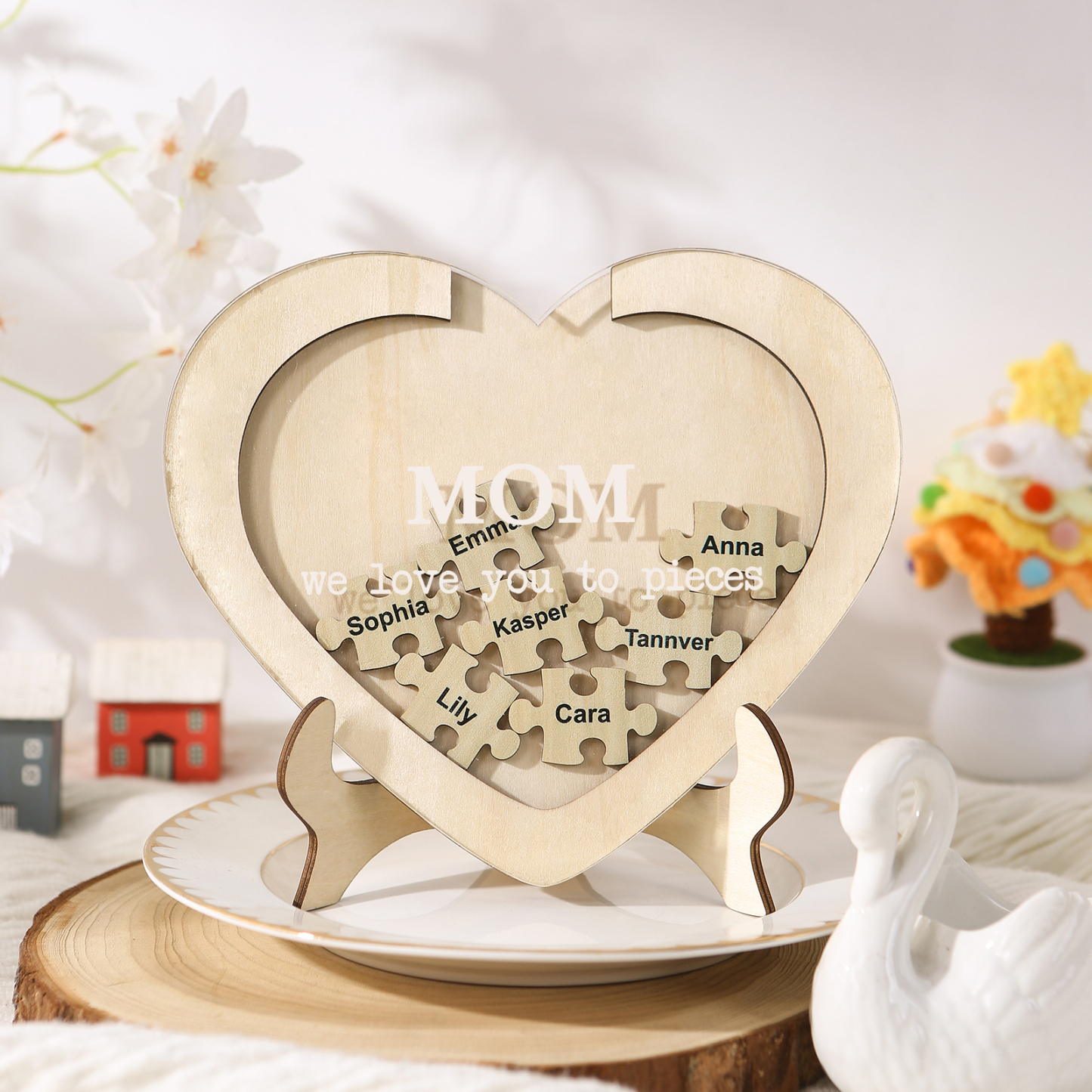 7 Names & 2 Texts Personalised Wooden Acrylic Ornament for Mum | Jessemade