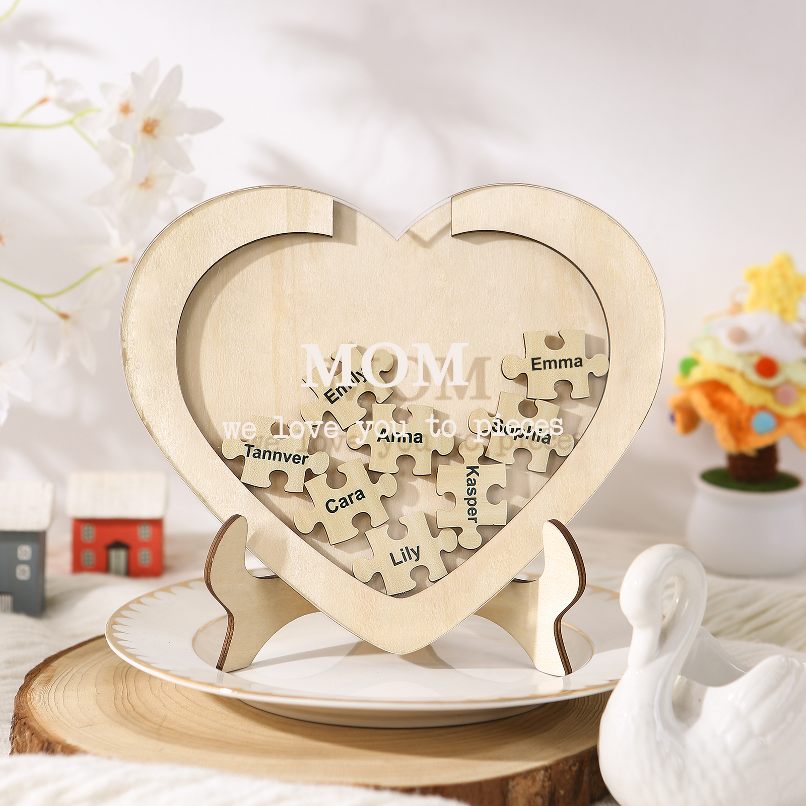 8 Names & 2 Texts Personalised Wooden Acrylic Ornament for Mum | Jessemade