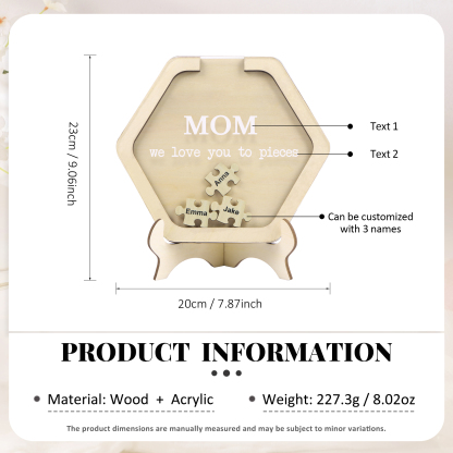 3 Names & 2 Texts Personalised Wooden Acrylic Ornament for Mum | Jessemade