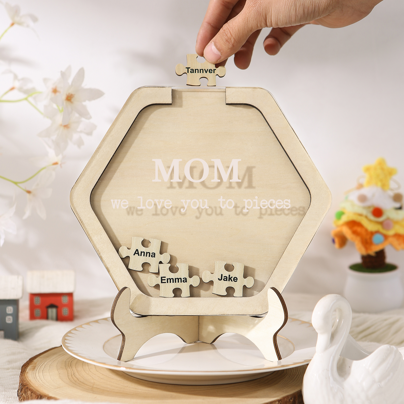 4 Names & 2 Texts Personalised Wooden Acrylic Ornament for Mum | Jessemade