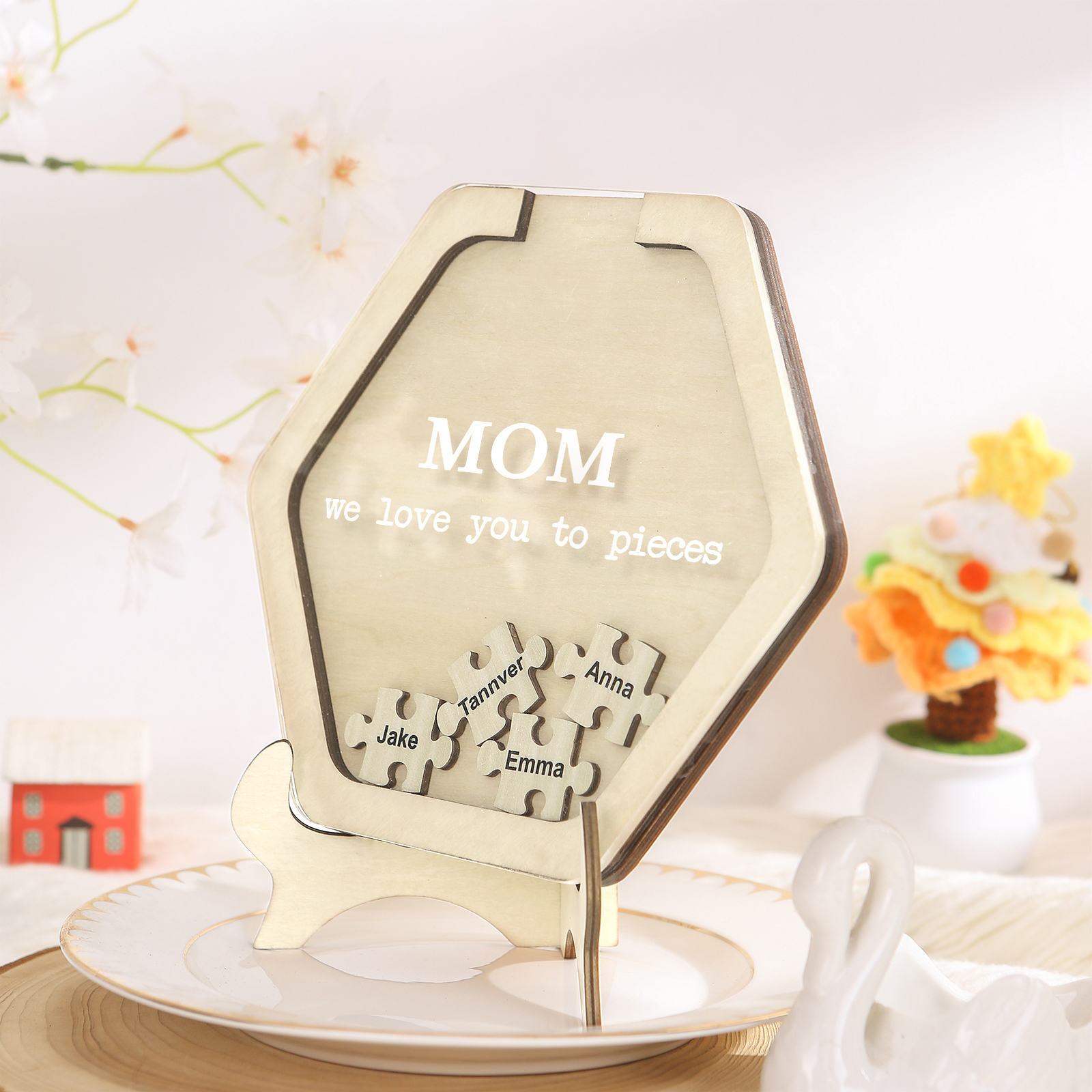 4 Names & 2 Texts Personalised Wooden Acrylic Ornament for Mum | Jessemade