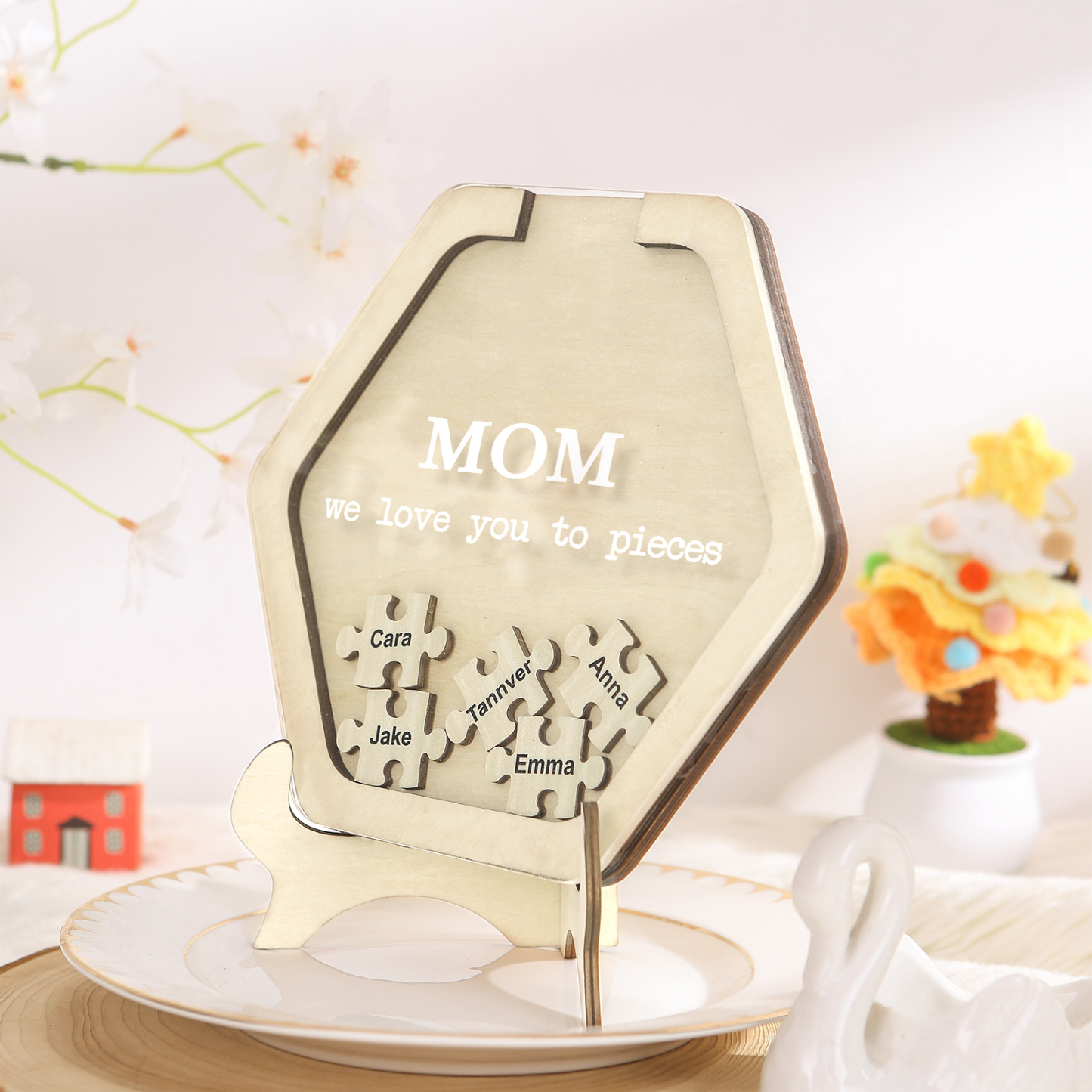 5 Names & 2 Texts Personalised Wooden Acrylic Ornament for Mum | Jessemade