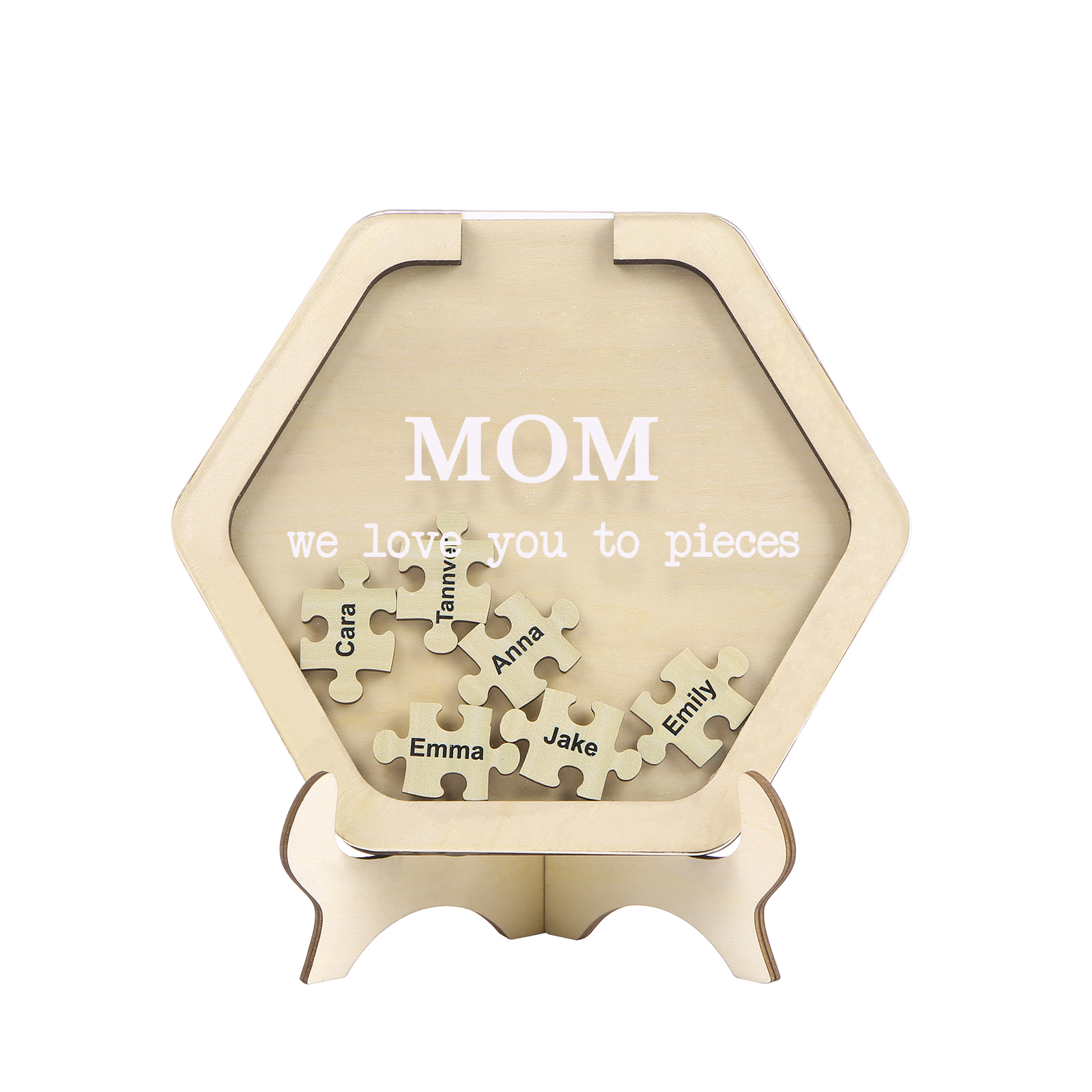 6 Names & 2 Texts Personalised Wooden Acrylic Ornament for Mum | Jesse