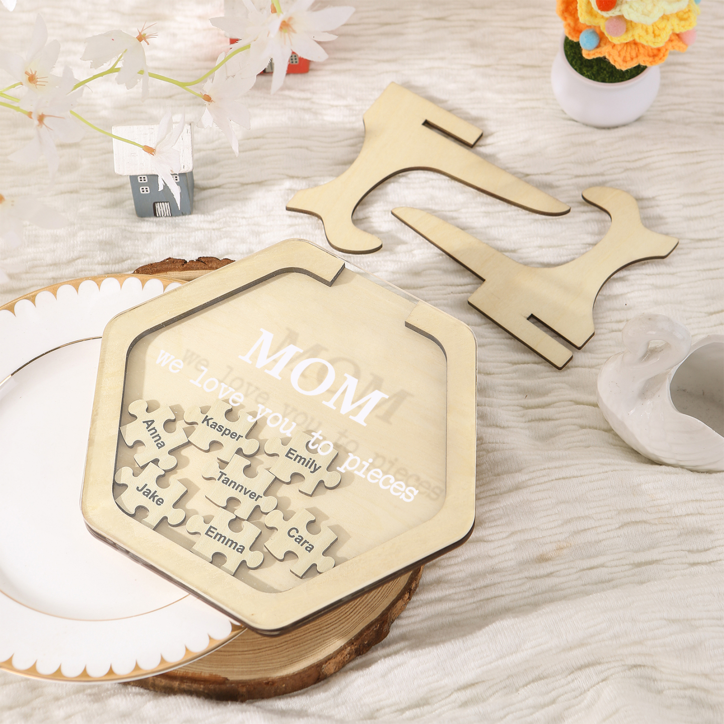 7 Names & 2 Texts Personalised Wooden Acrylic Ornament for Mum | Jessemade