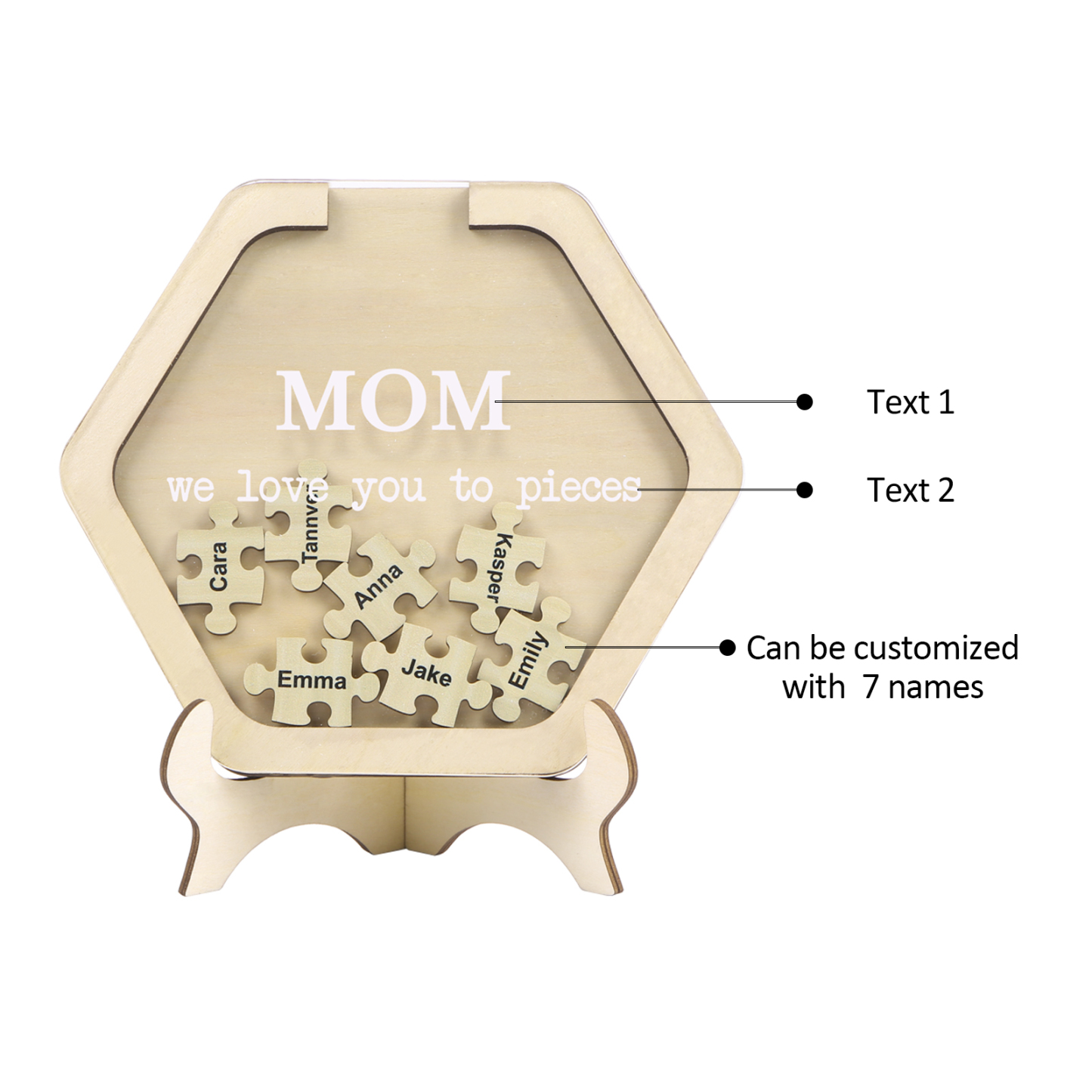 7 Names & 2 Texts Personalised Wooden Acrylic Ornament for Mum | Jessemade