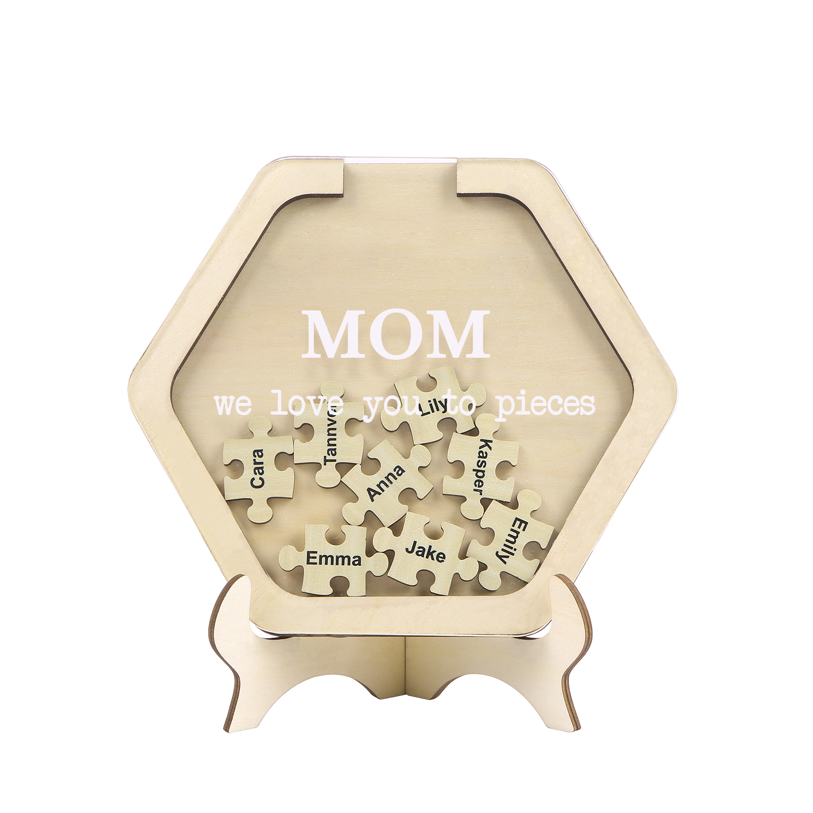 8 Names & 2 Texts Personalised Wooden Acrylic Ornament for Mum | Jesse