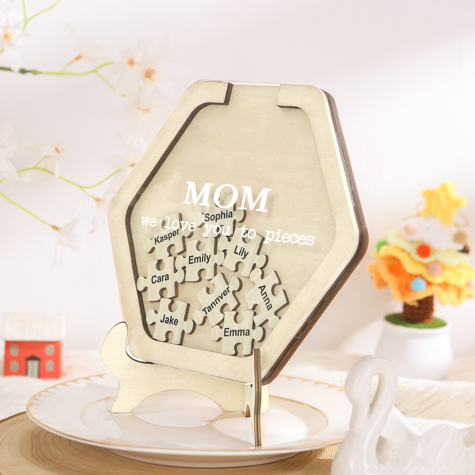 9 Names & 2 Texts Personalised Wooden Acrylic Ornament for Mum | Jessemade