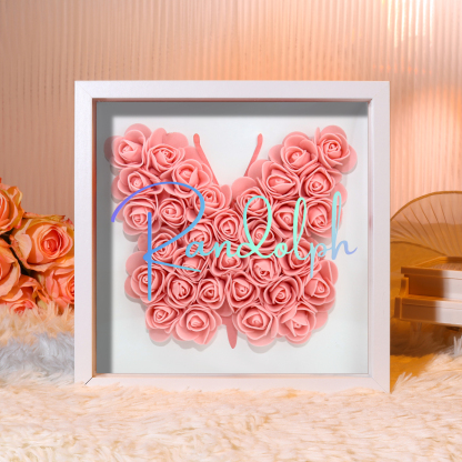 Custom Rose Butterfly Frame – Personalised Floral Home Ornament Gift f