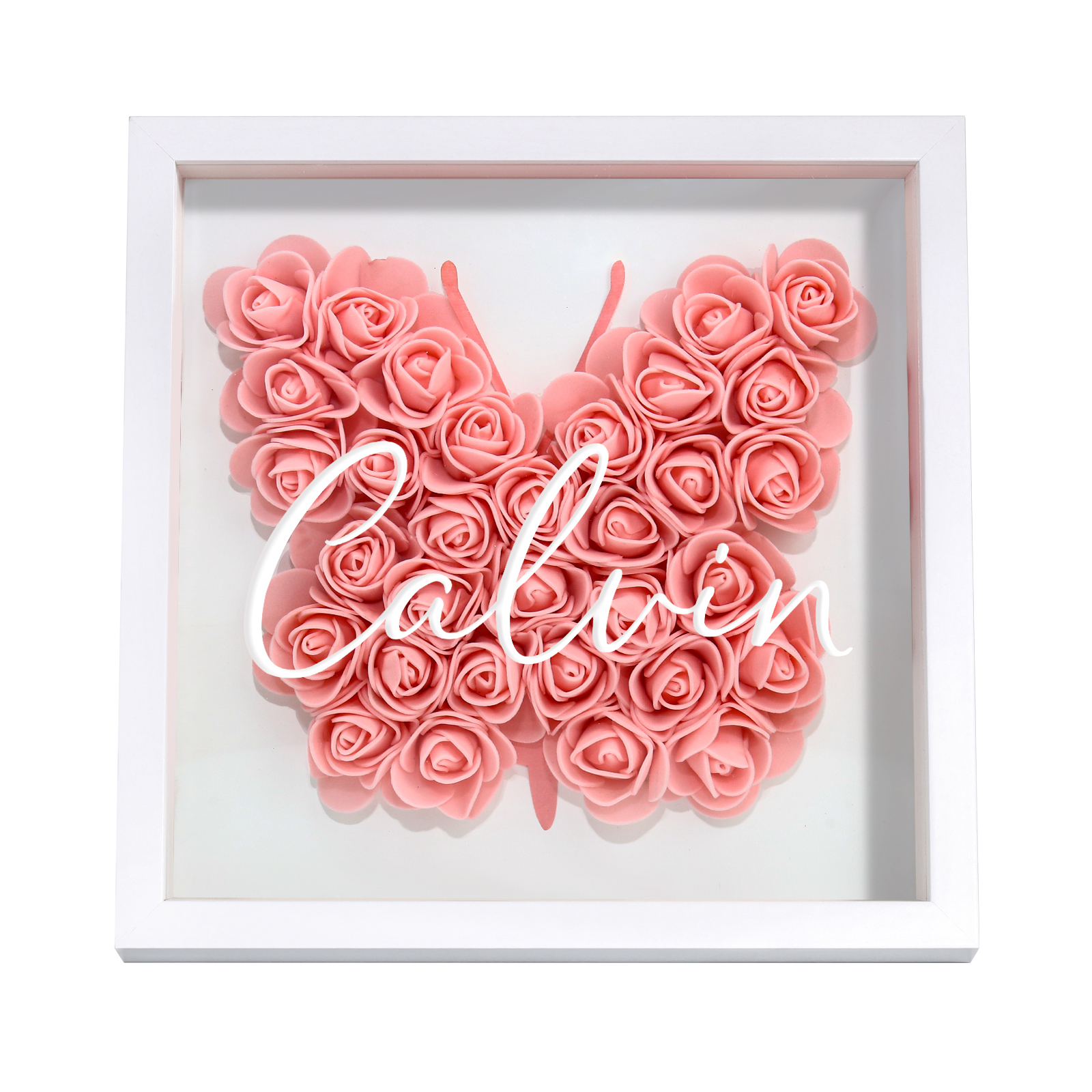 Custom Rose Butterfly Frame – Personalised Floral Home Ornament Gift for Family | Jessemade