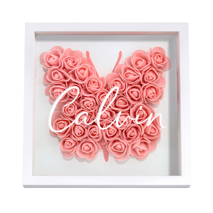 Custom Rose Butterfly Frame – Personalised Floral Home Ornament Gift for Family | Jessemade