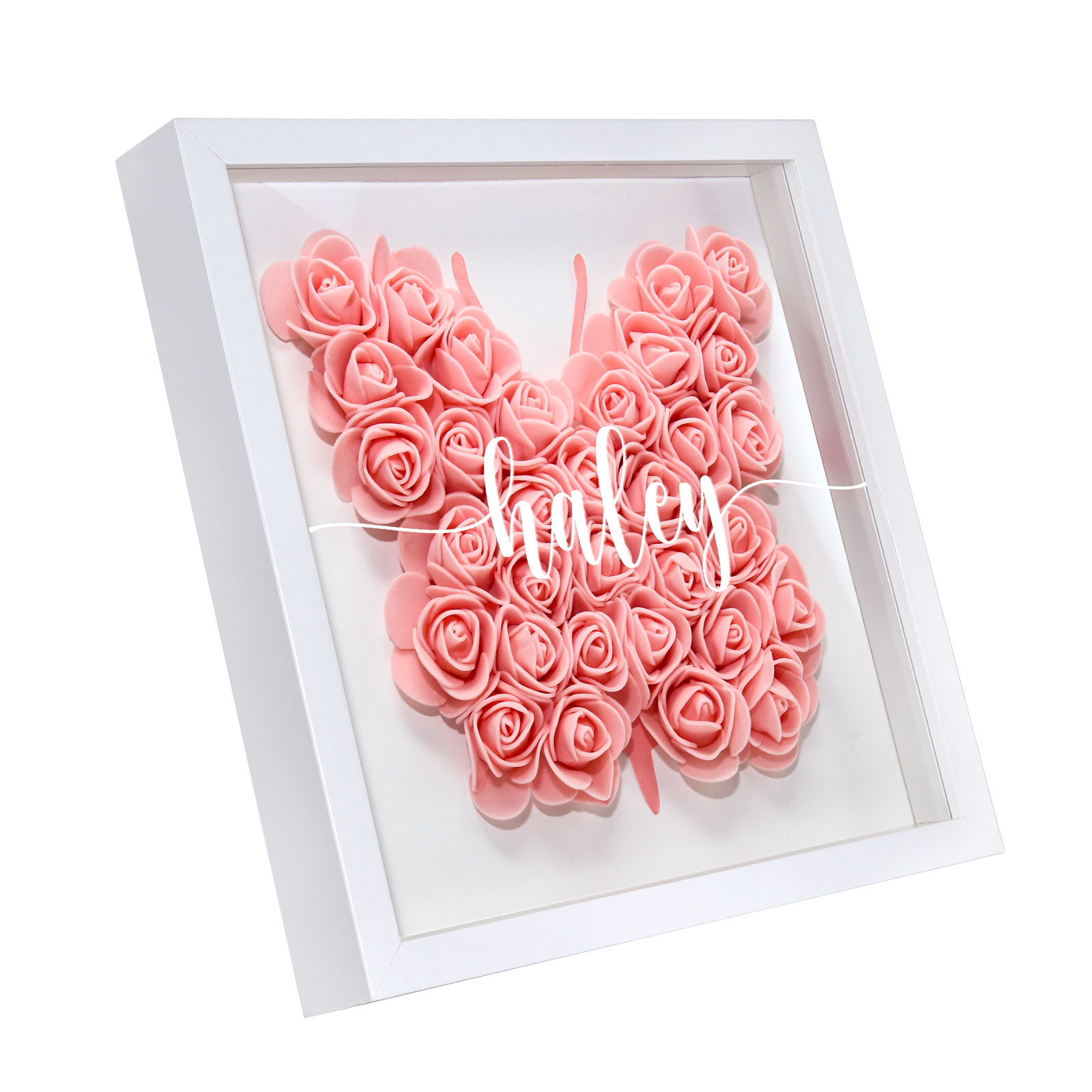 Custom Rose Butterfly Frame – Personalised Floral Home Ornament Gift for Family | Jessemade