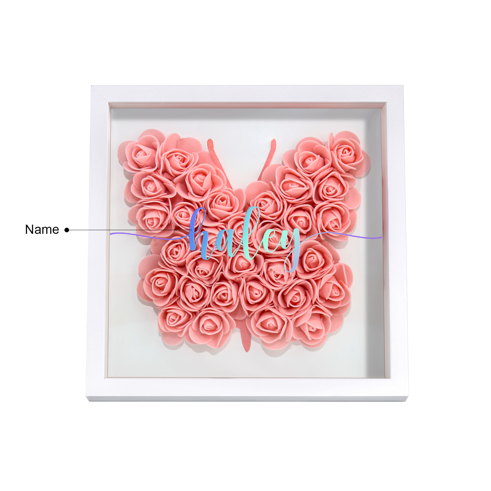 Custom Rose Butterfly Frame – Personalised Floral Home Ornament Gift for Family | Jessemade
