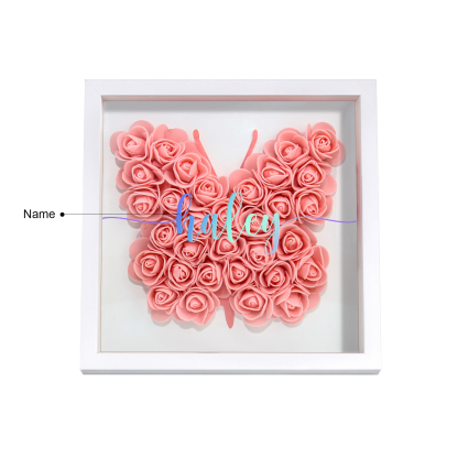 Custom Rose Butterfly Frame – Personalised Floral Home Ornament Gift for Family | Jessemade