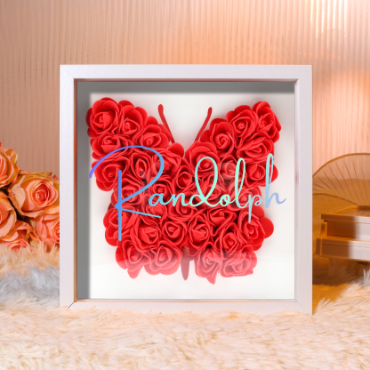 Custom Rose Butterfly Frame – Personalised Floral Home Ornament Gift for Family | Jessemade