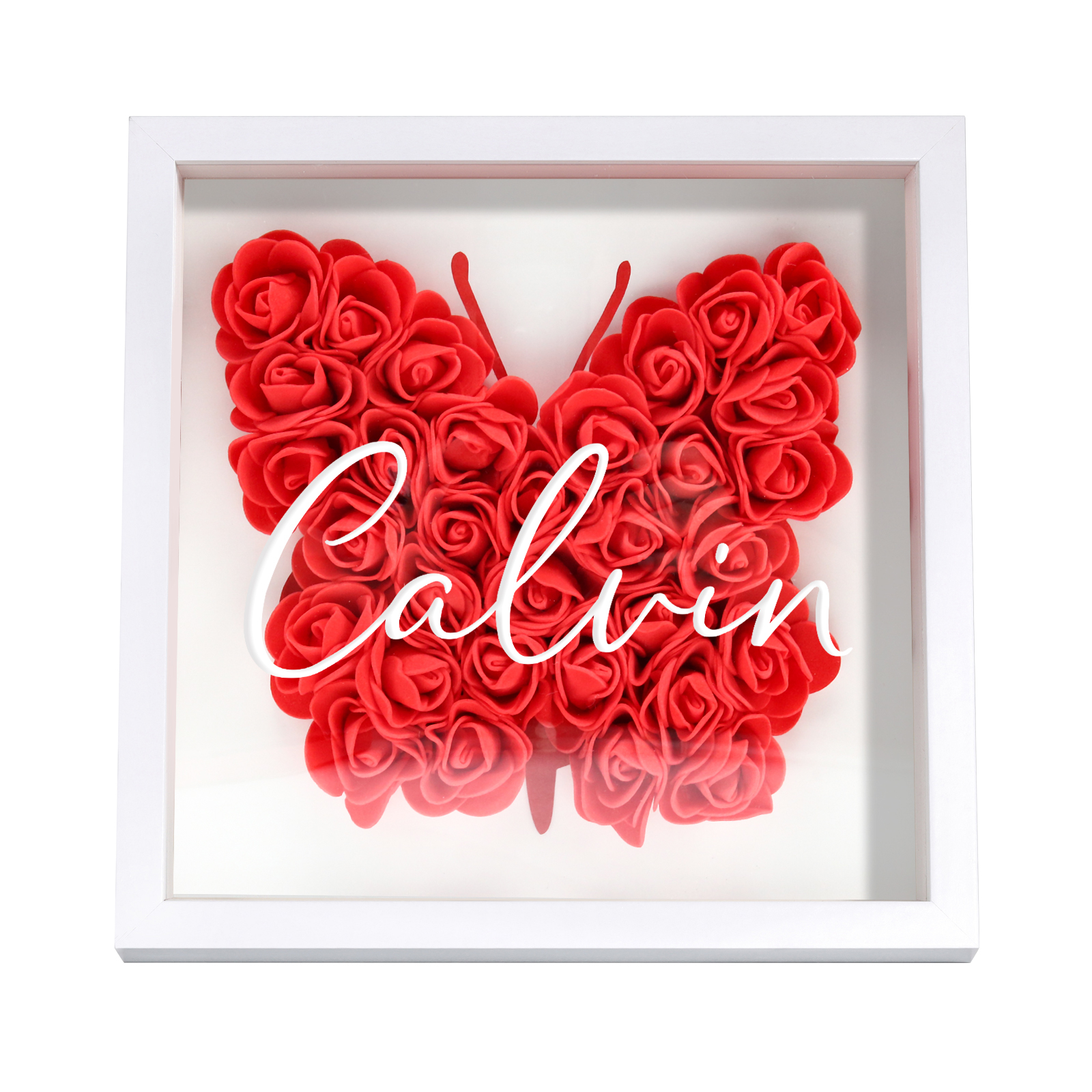 Custom Rose Butterfly Frame – Personalised Floral Home Ornament Gift for Family | Jessemade