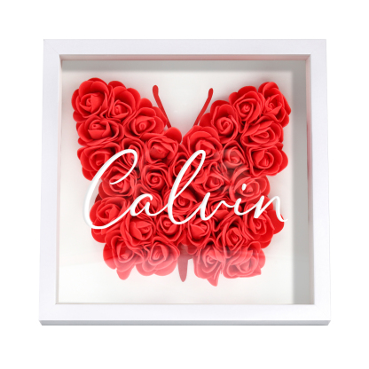 Custom Rose Butterfly Frame – Personalised Floral Home Ornament Gift for Family | Jessemade