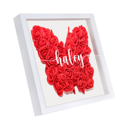 Custom Rose Butterfly Frame – Personalised Floral Home Ornament Gift for Family | Jessemade