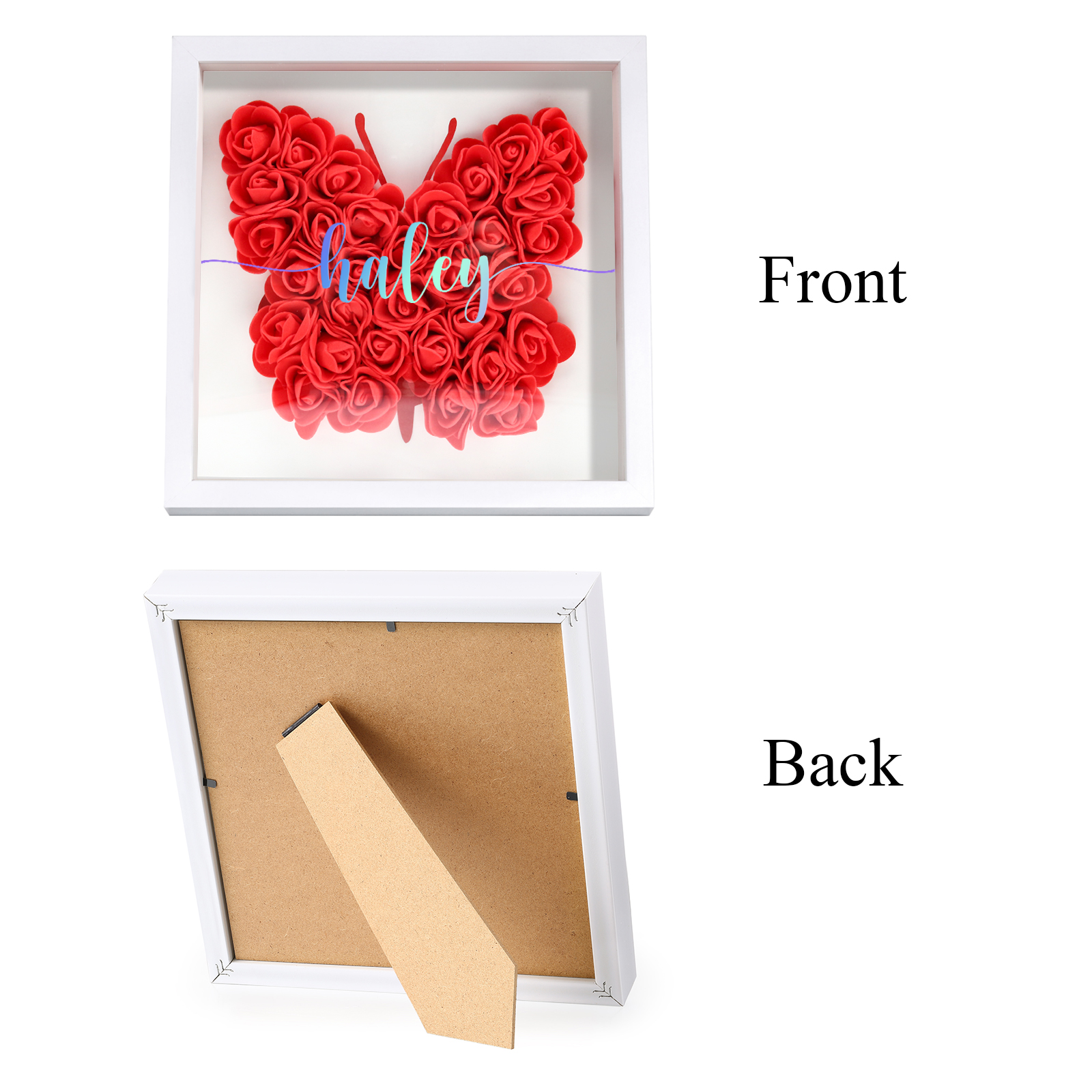 Custom Rose Butterfly Frame – Personalised Floral Home Ornament Gift for Family | Jessemade