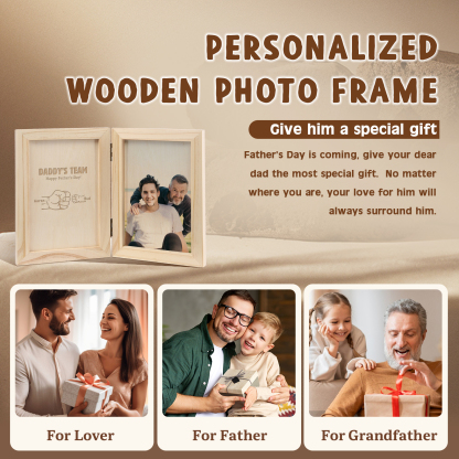 2 Names Personalised Wooden Frame with Photo and Date - Father’s Day Gift | Jessemade