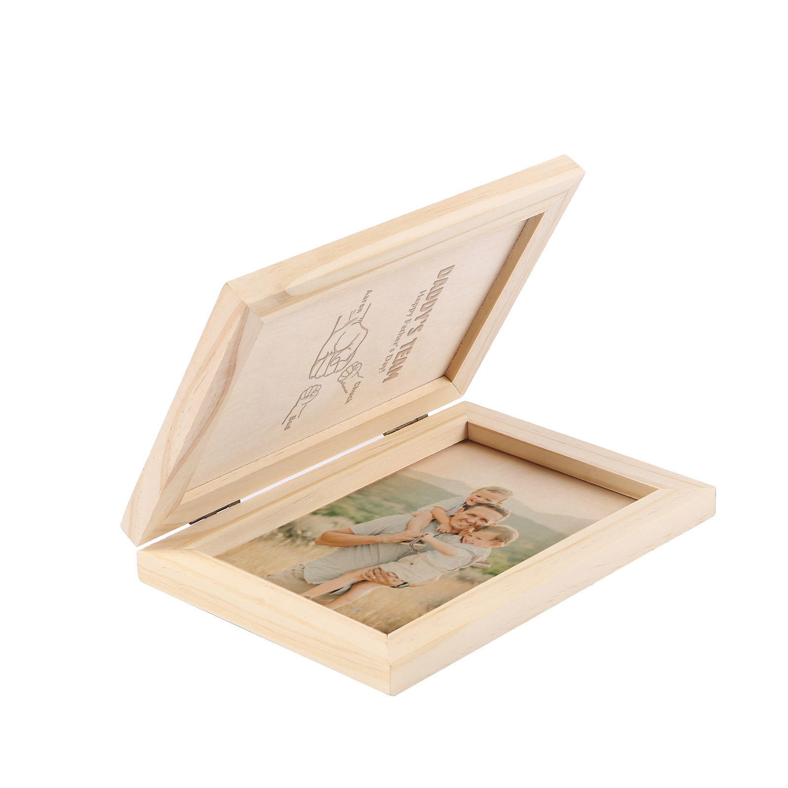 3 Names Personalised Wooden Frame with Photo and Date - Father’s Day Gift | Jessemade