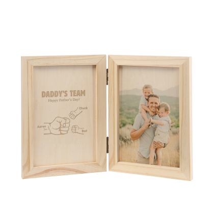 3 Names Personalised Wooden Frame with Photo and Date - Father’s Day Gift | Jessemade