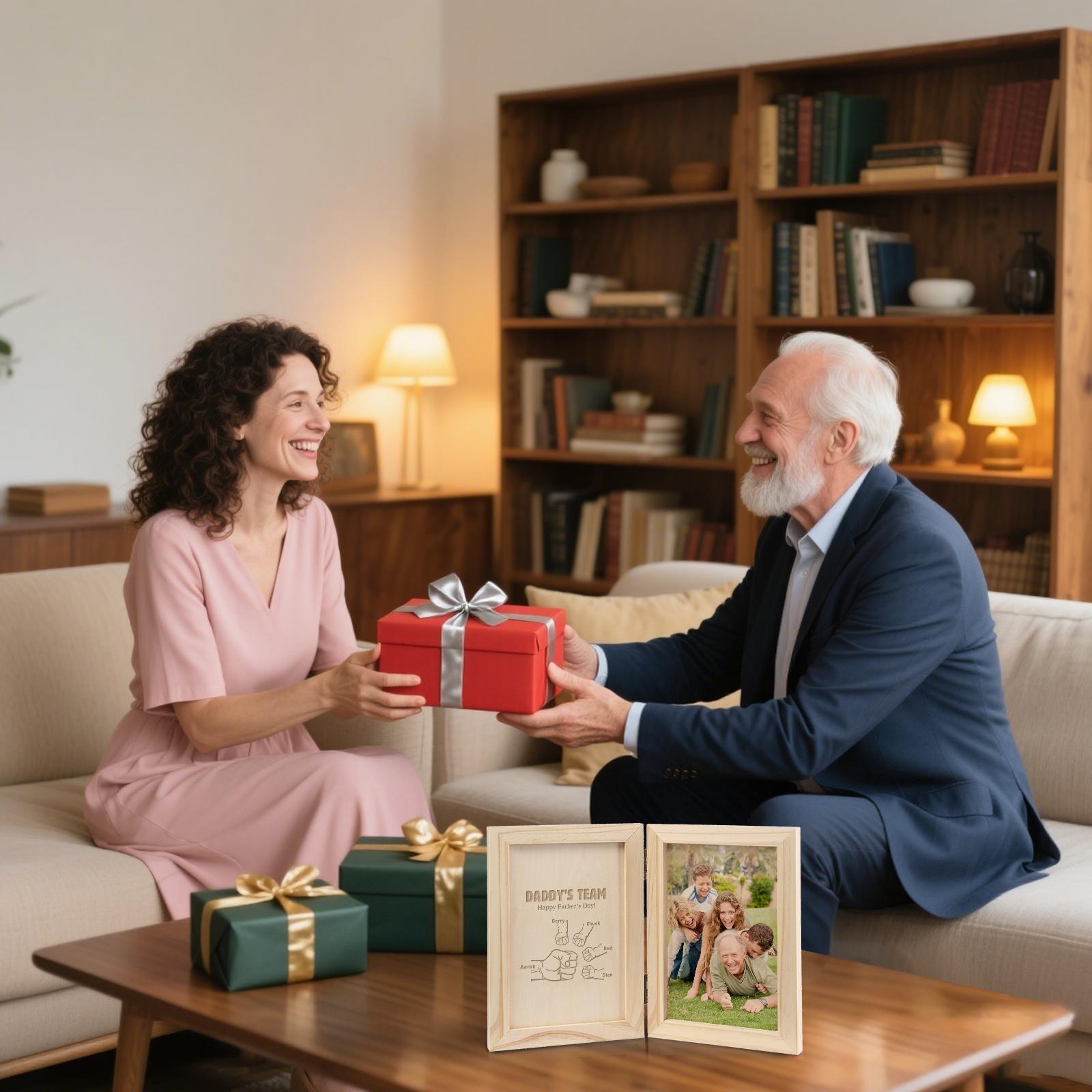 5 Names Personalised Wooden Frame with Photo and Date - Father’s Day Gift | Jessemade