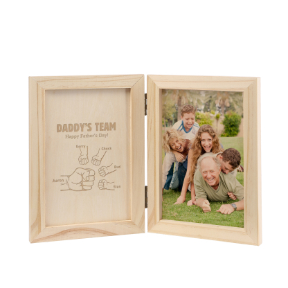5 Names Personalised Wooden Frame with Photo and Date - Father’s Day Gift | Jessemade