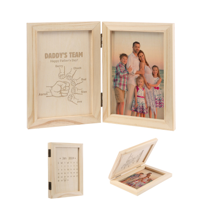 6 Names Personalised Wooden Frame with Photo and Date - Father’s Day Gift | Jessemade