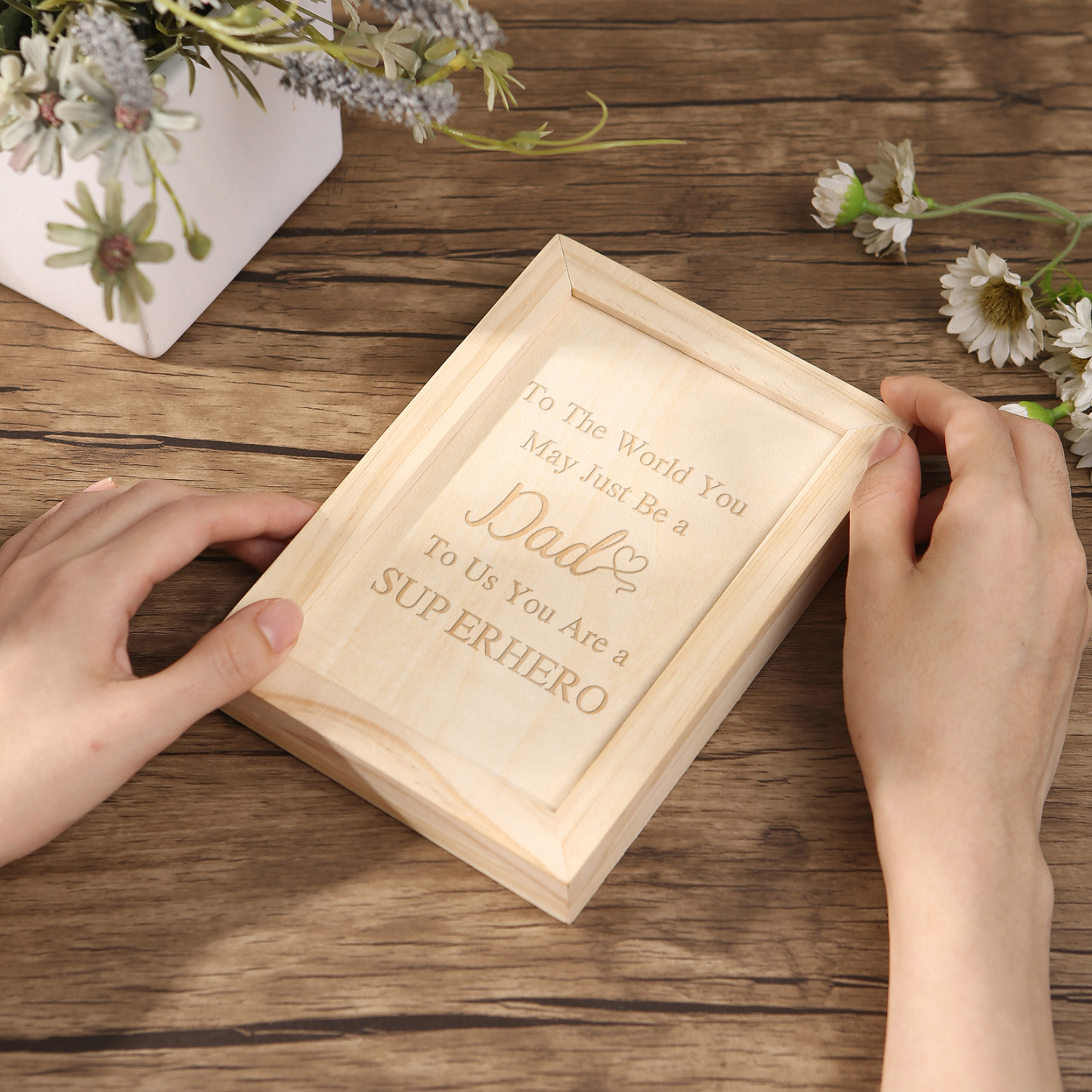 Personalised Wooden Frame with Photo and Date - Father’s Day Gift | Jessemade