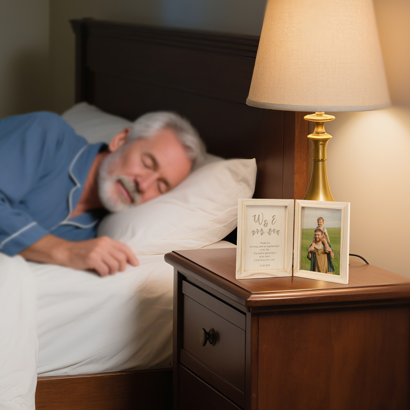 1 Name Personalised Wooden Frame with Photo, Initials & Text - Father’s Day Gift | Jessemade