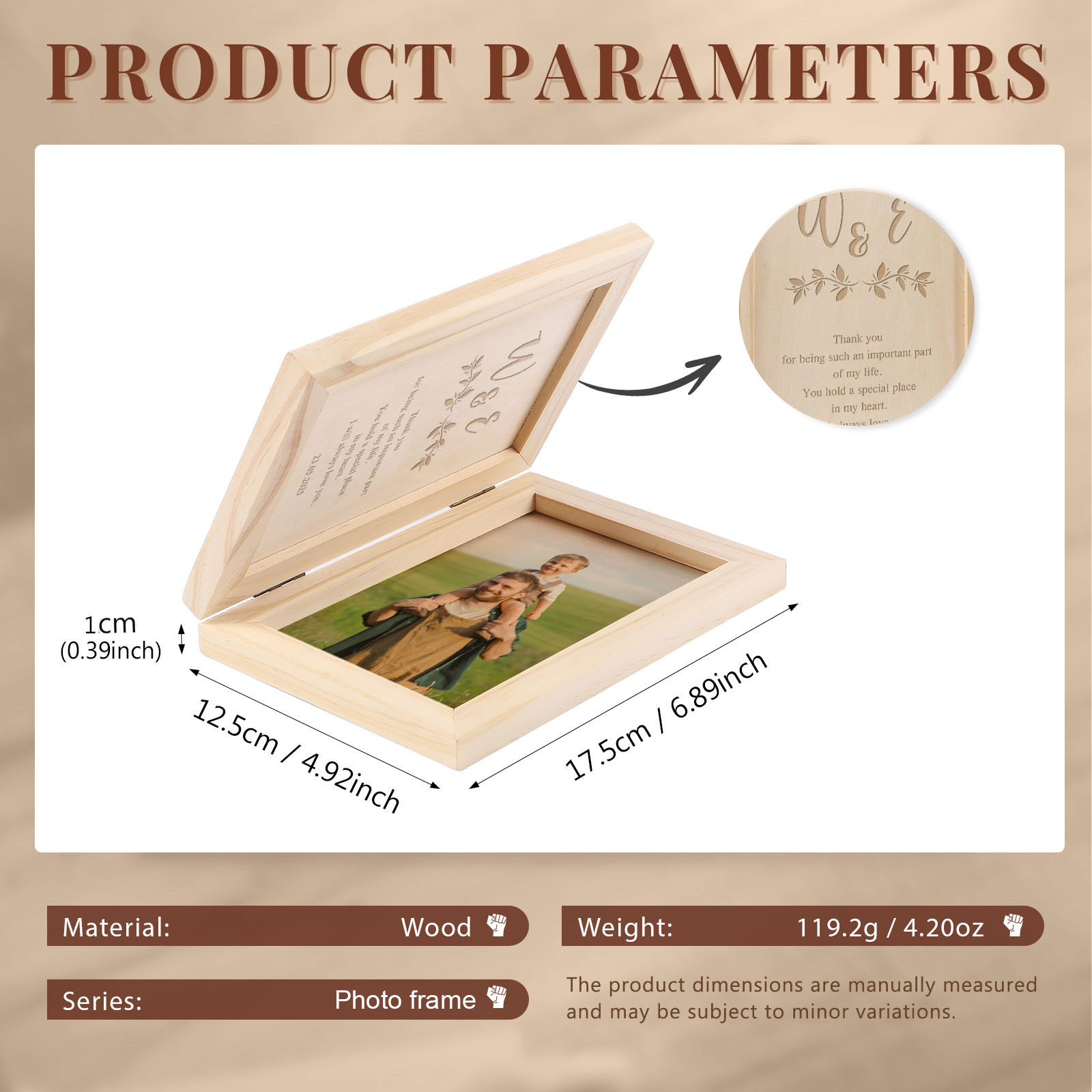 1 Name Personalised Wooden Frame with Photo, Initials & Text - Father’s Day Gift | Jessemade