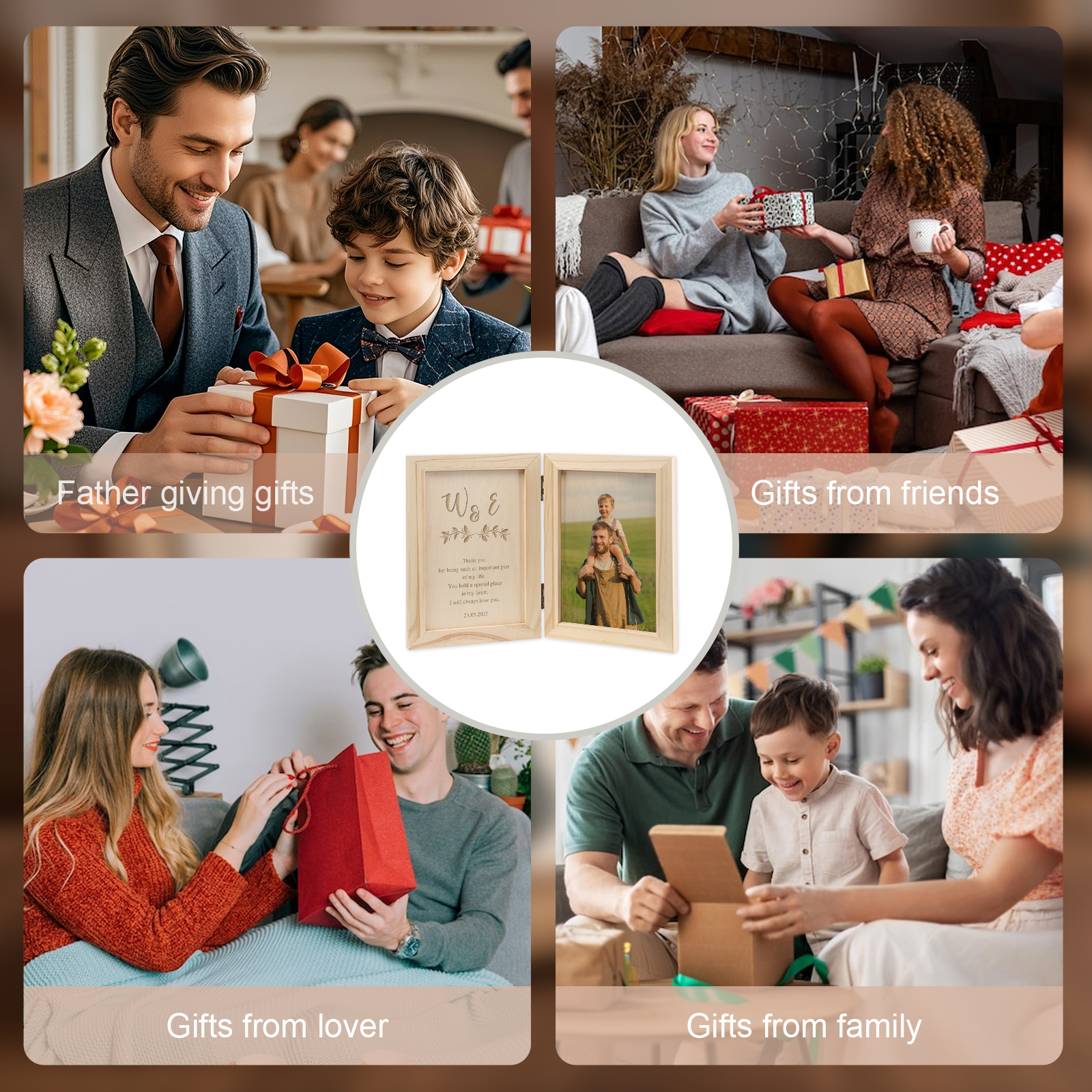 1 Name Personalised Wooden Frame with Photo, Initials & Text - Father’s Day Gift | Jessemade