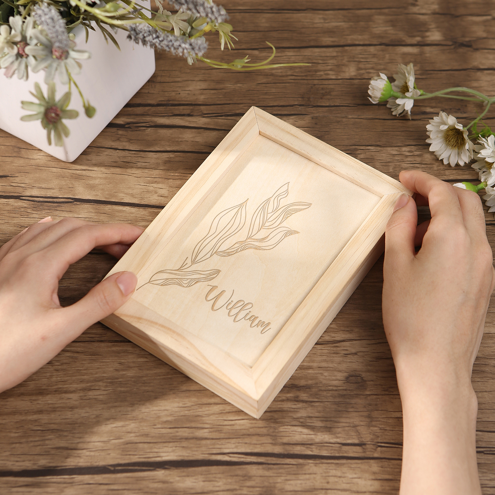 1 Name Personalised Wooden Frame with Photo, Initials & Text - Father’s Day Gift | Jessemade