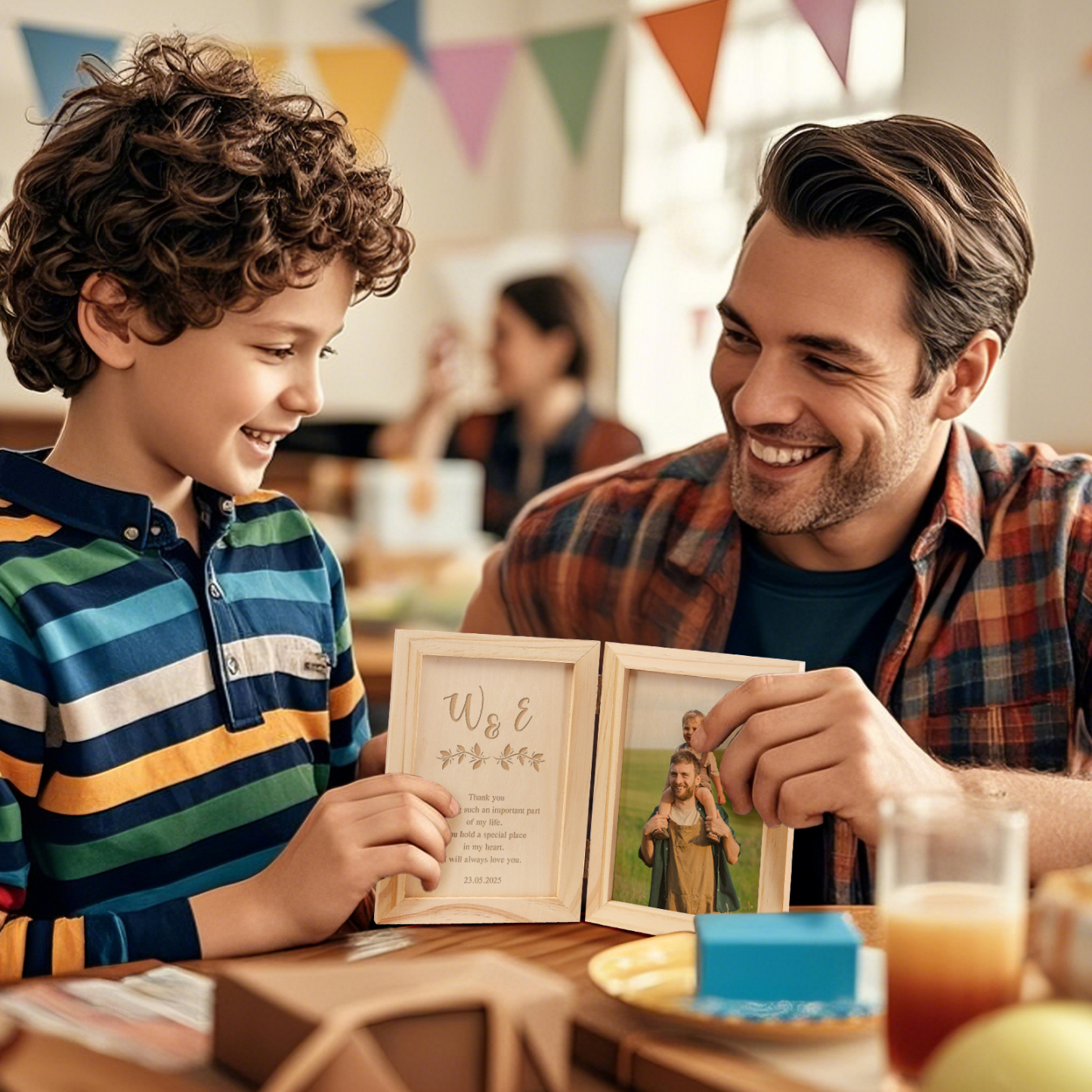 1 Name Personalised Wooden Frame with Photo, Initials & Text - Father’s Day Gift | Jessemade