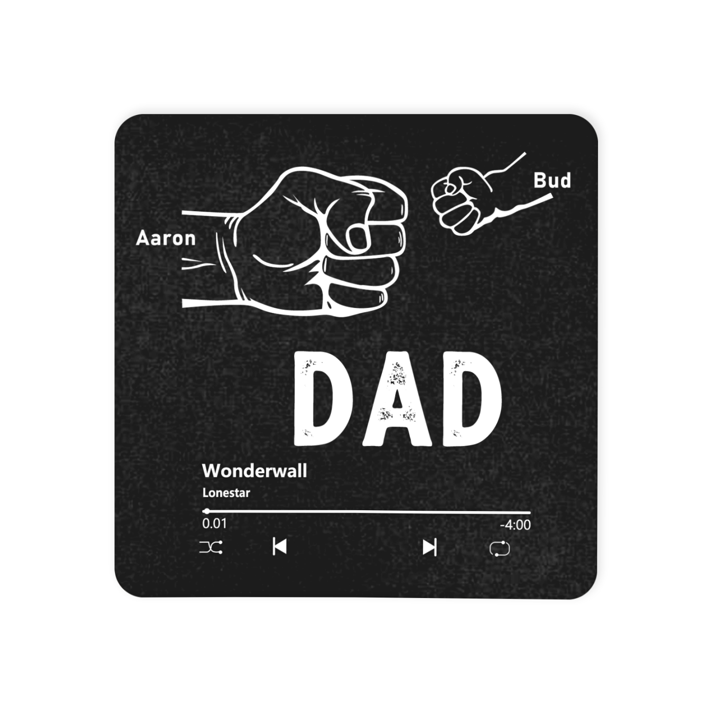 Personalised Music Fridge Magnet with Favourite Song & Names – Thought