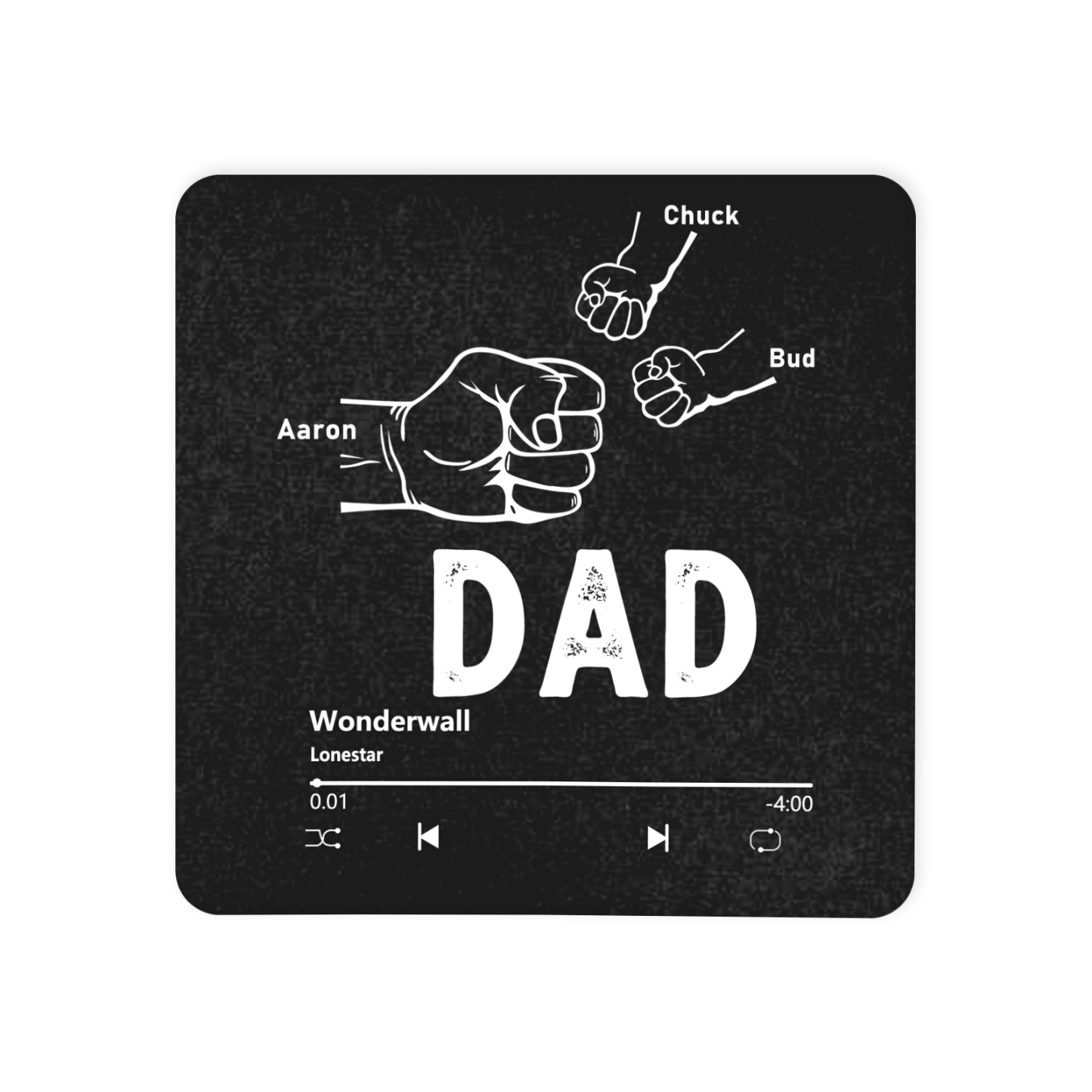 3 Names Personalised Music Fridge Magnet with Favourite Song – Thought