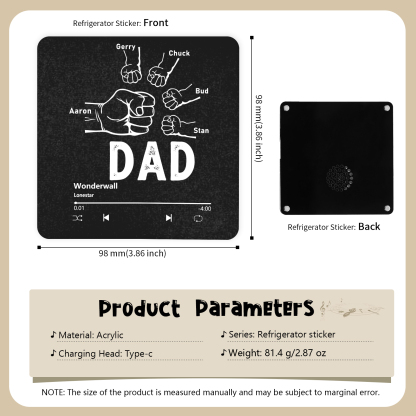 5 Names Personalised Music Fridge Magnet with Favourite Song – Thoughtful Family Keepsake | Jessemade