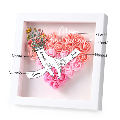 3 Names & 2 Texts Personalised Rose Flower Frame – A Thoughtful Gift for Mum, Wife or Friend | Jessemade