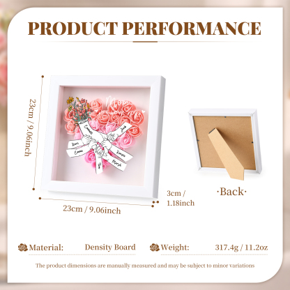 7 Names & 2 Texts Personalised Rose Flower Frame – A Thoughtful Gift for Mum, Wife or Friend | Jessemade