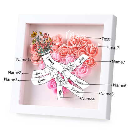7 Names & 2 Texts Personalised Rose Flower Frame – A Thoughtful Gift for Mum, Wife or Friend | Jessemade